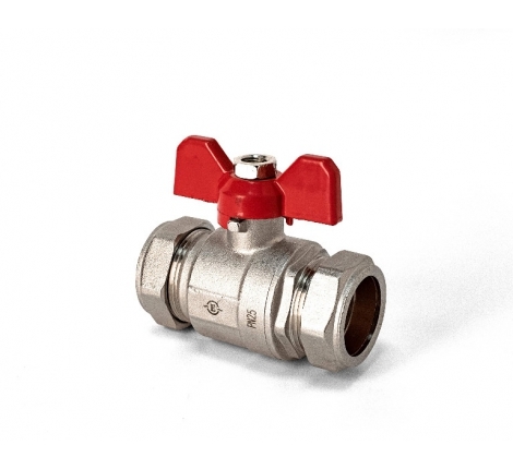 Ball Valve - 28mm Butterfly Ball Valves Blue / Red Handle